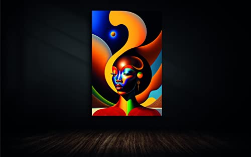 Décoration murale salon avec tableau femme africaine art moderne