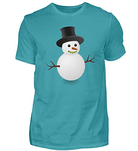 T-shirt homme bleu turquoise bonhomme de neige en cylindre L