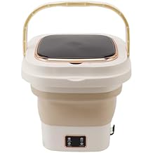 Portable Washing Machine, Folding Compact Lightweight 9L Bucket Lavadora Portatil, Low Noise Integrated Design Multifunctional Washing Machine, for Dormitories[Beige]
