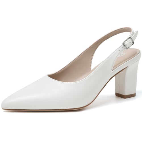 Image of RIBONGZ Sexy Slingback Pumps Elegant Dressy Heels for Women Closed Toe Pointy High Heels Wedding Bride Prom Party Evening Shoes