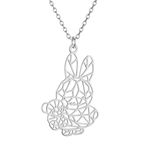 Collier lapin origami pour homme et femme en style géométrique chic