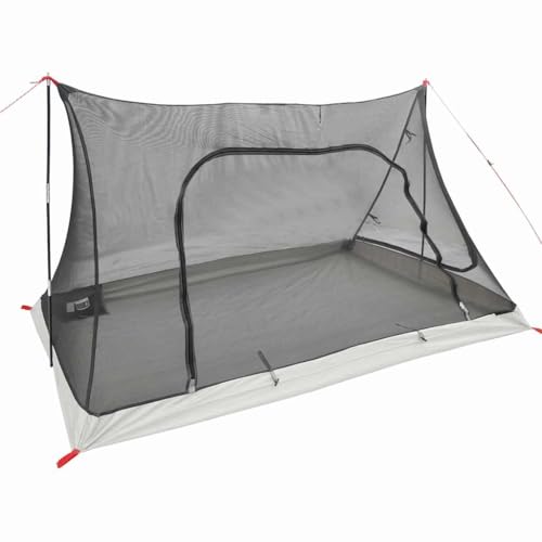 vidaXL 1 Person Camping Tent Gray with Zipper Closure Wind Resistant Breathable Outdoor Gear Easy Setup for Summer Adventures Mesh Portable Shelter Hiking Cone Shaped Travel Ventilated Retreat