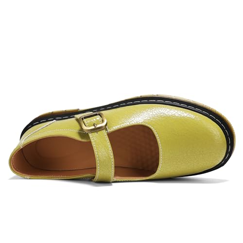 Image of Women's Mary Jane Flat Shoes Comfort Platform Buckle Ankle Strap Flats Breathable Slip On Lightweight Office Work Shoes Pistac,8 US