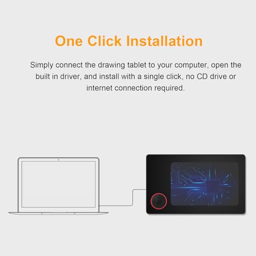 Tableta digitalizadora para dibujo gráfico, 5080 LPI, con lápiz sin batería y 8192 niveles de sensibilidad a la presión, tecla M central, ideal para PC, smartphones y tablets miniatura 4