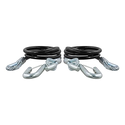 CURT 80151 44-1/2-Inch Vinyl-Coated Trailer Safety Cables, 7/16-In Snap Hooks, 5,000 lbs Break Strength, 2-Pack