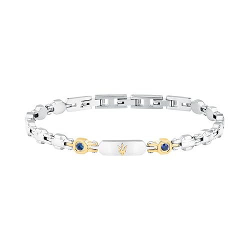 Pulsera Maserati Hombre de Acero y Zafiros Azules Regalo Exclusivo Sapphire