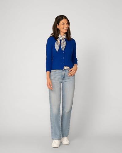 Image of Cable & Gauge 3 /4 Sleeve Cardigan for Women, Crew Neckline & Button Down Front, Stitch Detail
