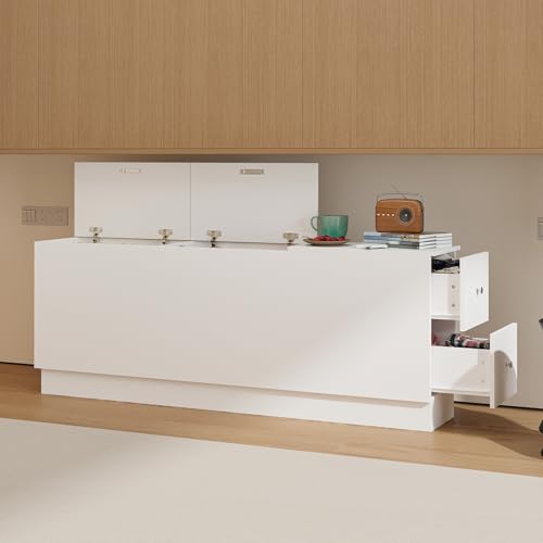 DEZAGCE Schrankbett Bed Concept, Bettschrank Schrank, Schlafzimmerschrank mit 3 Schränken，Kleiderschrank， 60 x 160 x 30 cm，Weiß, Horizontal