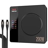 POWER 200H USB-Cデスクトップ充電器 200W 4ポート （最大100W） ワイヤレス充電 LCDスクリーン表示 出力電力の可視化 アプリ制御 独立型クイック充電