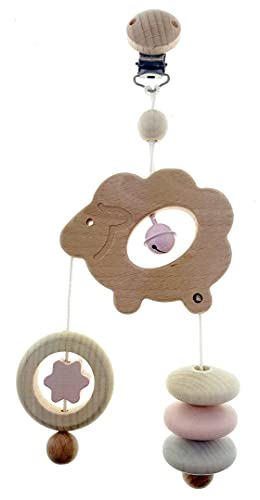 Mini trapèze mouton rose en laine naturelle 17x12 cm pour déco chic