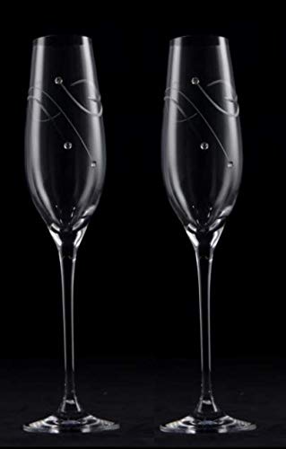 Copas de champán de cristal, decoradas a mano, estrella, 210 ml, juego de 2 unidades