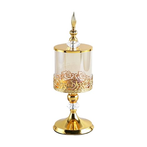 Pot en verre décoratif de salon avec couvercle et métal robuste - 2
