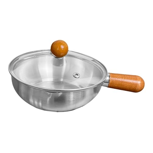 KiBcsLic Cacerola de Acero Inoxidable con Tapa, Multifuncional, Plana Y Cálida, Ideal para Cocina, Camping Y Hogar, 600ml
