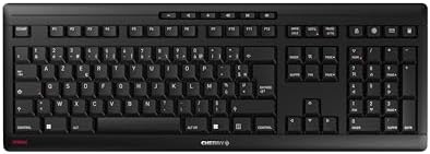 CHERRY STREAM KEYBOARD WIRELESS, Wireless Keyboard, French Layout (AZERTY), 2.4 GHz Radio Connection, Silent Keys, Flat Design, Battery Powered, Black