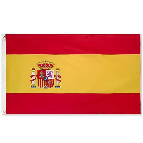 Longivia® Bandera España Grande para Exterior y Interior - Bandera de España Grande 90x150 cm Reforzada y con 2 Ojales Metálicos Spain Flag Banderas Tela Fuerte