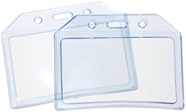 Single Vinyl ID Plastic Card Badge Name Tag Holders by Lanyards Tomorrow | Landscape Size 9.5 x 7 - Holds 9 x 5.5cm | Durable Clear PVC Pocket Pouches ID Sleeves Pockets Access for Work Exhibitions