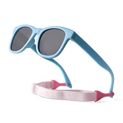 ADE WU Baby Sunglasses with Strap, Polarized Square Sun Glasses for Infant Baby Girl Boys Toddler Age 0-4 Years3