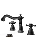 FORIOUS Vintage 3 Hole Bathroom Faucets Oil Rubbed Bronze, 2 Handle 8 Inch Widespread Antique Faucet for Bathroom Vanity RV Farmhosue Sink...