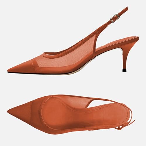 Image of Mesh Kitten Heels for Women Slingback Design with Pointed Toe Breathable and Stylish Elegant Low Heel for Comfort