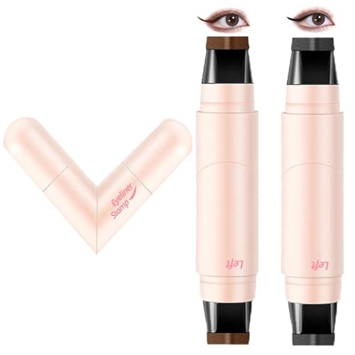 2Pcs Eyeliner Stempel (Schwarz & Braun) Wasserdichter Augen Makeup Stempel mit Flügelform Faltbare Augenschablone Makeup Eyeliner Tool Einfache Anwendung