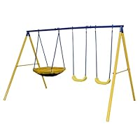 ZERO GRAVITY Kids Swing Set With Sturdy Metal Frame. Garden Fun For Up To 2 Children