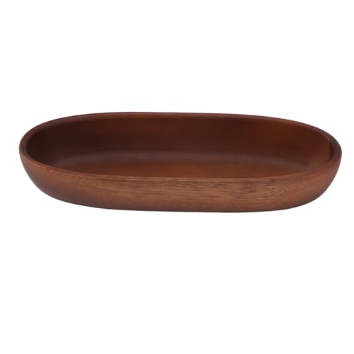 Nikou Ensaladera de madera, cuenco con forma de barco de gran capacidad para alimentos, pan, frutas, aperitivos, Dert, 25 x 8,5 x 4,5 cm, bandeja multiusos