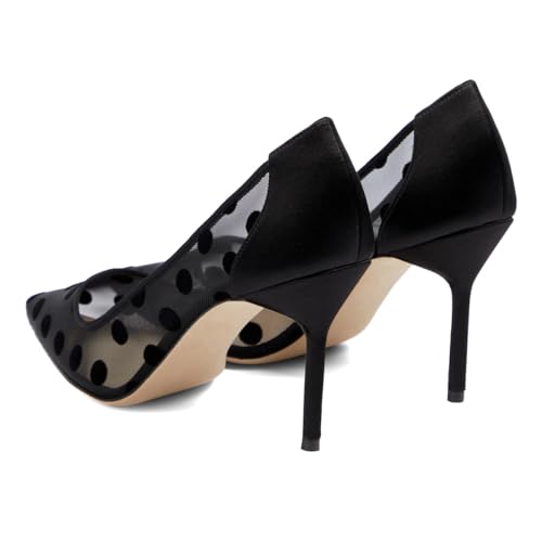 Women’s Polka Dots Pumps Mesh Stiletto High Heels Pointed Toe Slip On Shoes Party Shopping Daily Size 4-16 US3