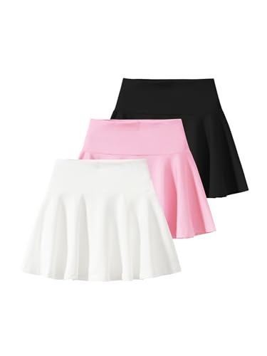 Jolyshlid Pacote com 3 saias de tênis plissadas para meninas conjunto de saia atlética rodada 3-12 a