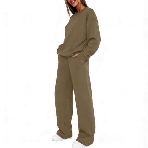 Conjunto deportivo de 2 piezas pantalones deportivos pierna ancha y sudadera de gran tamaño