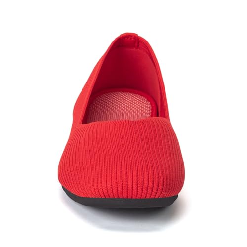 Image of Frank Mully Womens Casual Flat Shoes Square Toe Shoes Knitted Work Flat Comfort Dressy Flat Shoes for Daily Washable