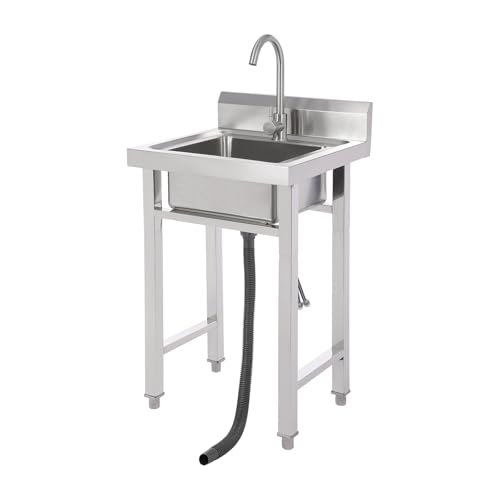 Fregadero de pie para cocina fregadero taller granja independiente comida comercial fregadero 201 acero inoxidable