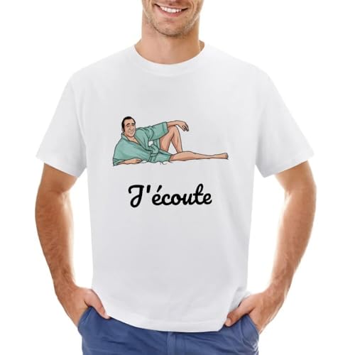 HANUTEBA OSS 117 I'm Listening T-Shirt Edition Aesthetic Mens Plain t Shirts White M