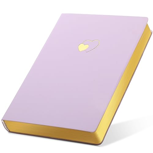 CAGIE Lined Journal Notebook for Women Girls 256 Pages A5 100 GSM Paper Cute Diary with Heart-Shaped Leather Journaling Notebooks for Writing Soft Cover Journals for Work School 8.3 x 5.7 In Purple