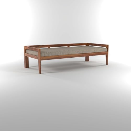 Image of Solid Sheesham Wood Sofa 3 Seater Sofa Diwan Bed for Home Living Room Wooden Couch Diwan Sofa Sheet Without Small Pillow for Living Room and Office (Honey)