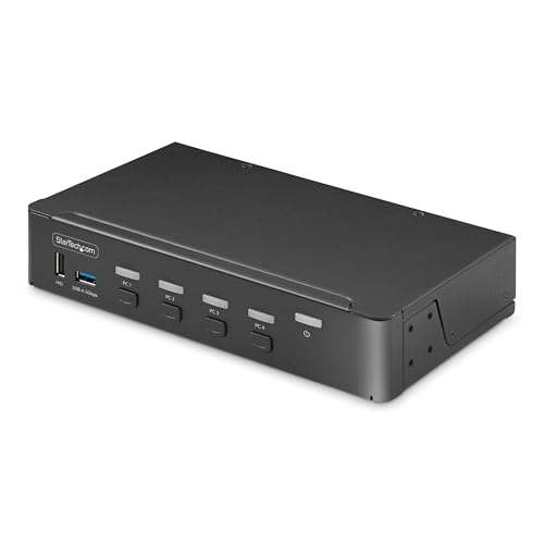 StarTech.com 4-Port DisplayPort KVM Switch, Single 4K 60Hz Monitor, 6X USB Ports, Hotkey Switching, TAA Compliant
