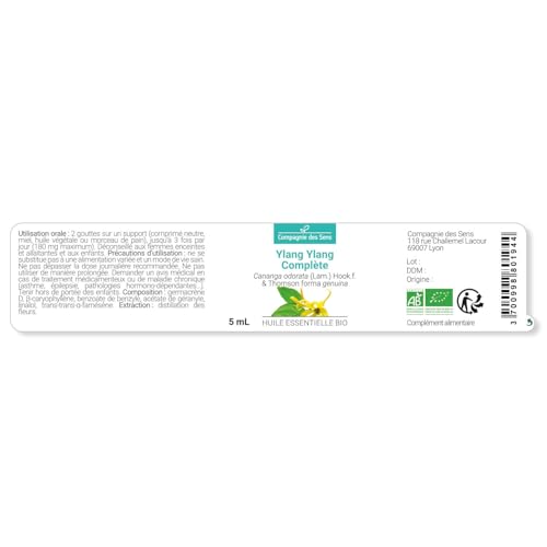 YLANG YLANG COMPLETO - 30 mL - Aceite Esencial Orgánico - 100% Puro, Natural, Quimiotipado y Certificado AB