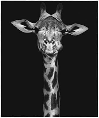 Kamoxi Giraffe Blankets Funny Giraffe Animal Black and White Throw Blankets for Adult Kids Women Girls, Soft Fluffy Flannel Bed Sofa Chair Couch Decor Fleece Blankets Fall Plush Bedding 60"x50"