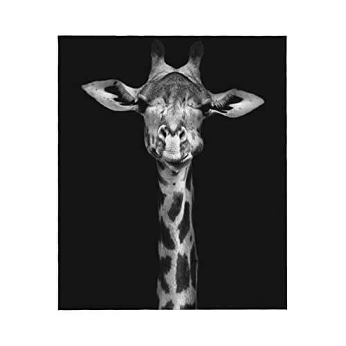 Kamoxi Giraffe Blankets Funny Giraffe Animal Black And White Throw Blankets For Adult Kids Women Girls, Soft Fluffy Flannel Bed Sofa Chair Couch Decor Fleece Blankets Fall Plush Bedding 60"X50" #TOP3