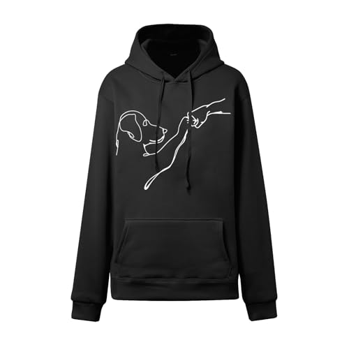 Générique Kapuzen-Sweatshirt für Damen, Hundemotiv, bedruckt, Freizeit, Winter, Sport, Shirts, einfarbig, lange Hoodies, Winter, warm, Streetwear, Kapuzenpullover, Sport, mit Taschen, Kleidung, 01 -