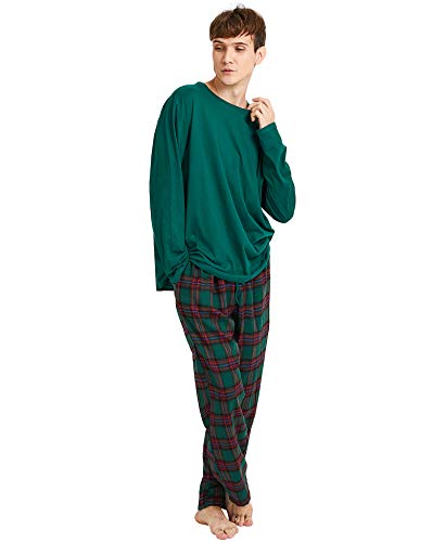 Image of Yoimira Mens Soft Pajama Set Short /Long Sleeve 2 Piece PJs with Pockets | Men's short /long sleeve pajama set, soft 2 piece PJs with pockets for sleepwear, loungewear, relaxing at home and nightwear