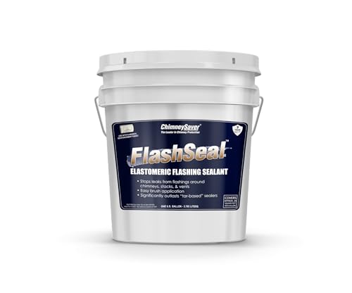 ChimneySaver FlashSeal Elastomeric Roof Chimney Flashing Sealant - Flexible and Long Lasting Waterproof Sealant to Stop Leaks Around Chimneys, Stacks, Vents & Skylights - 1 Gallon (White)