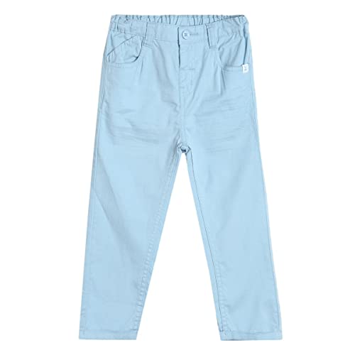 Image of miniklub Boys Blue Solid Cotton Relaxed Trousers