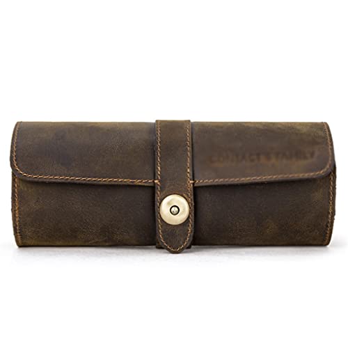 Boîte de Montre à 3 Fentes en Cuir Fait à la Main | Écrin de Voyage Vintage Luxe