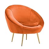 brigros la voglia di fare wehome - poltrona in velluto modello disco con gambe in ferro dorate alte 23cm e poltrona con imbottitura in schiuma dal design vintage e confortevole (arancio)