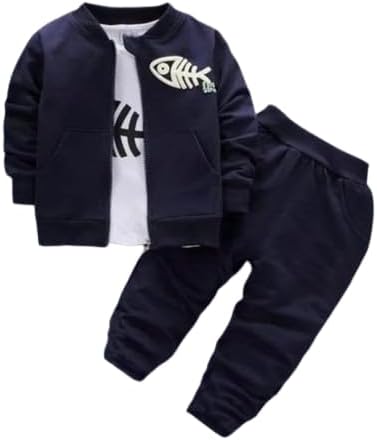 Blue & White Fish Design Baby Boys 3 Piece Set