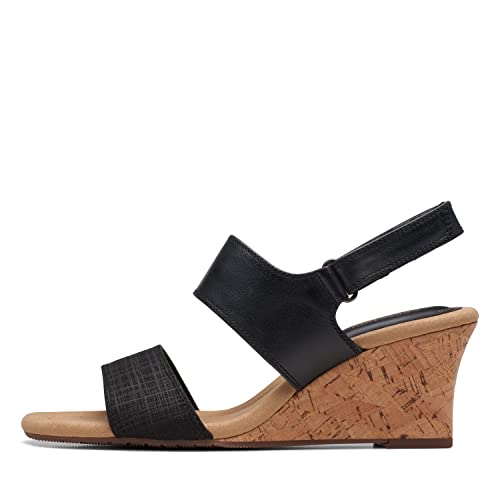 Sandales compensées femme Clarks Kyarra Faye cuir noir nu-pieds confort 42 EU