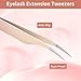 Rnodoilkfly 5 Pcs Lash Extension Tweezers, Lash Tweezers for Eyelash Extension, Straight and Curved Eyelash Tweezers, For Professional Eyelash Extension Artists, Girls, Women, Beginners