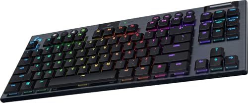 Logitech G915 TKL LIGHTSPEED Wireless RGB Mechanical Gaming Keyboard, Bezprzewodowa mechaniczna klawiatura do gier bez klawiatury numerycznej RGB LIGHTSPEED, Tactile Przełączniki,PC,Mac - Czarny