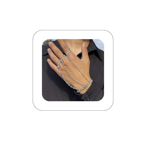 Bethynas Gothic Finger Ring Chain Bracelet Punk Slave Bracelet Kurapika Hand Harness Bracelet Hip Hop Rock Cosplay Party Accessories for women Men