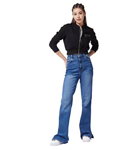 Image of Miss Chase Women's Polyester Full Length Round Neck Full Sleeve Solid Bomber Crop Jacket